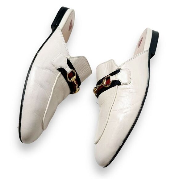 Gucci Princetown White Leather Horse Bit Slipper Mule Slide Loafer Women’s 37.5 - Picture 4 of 12